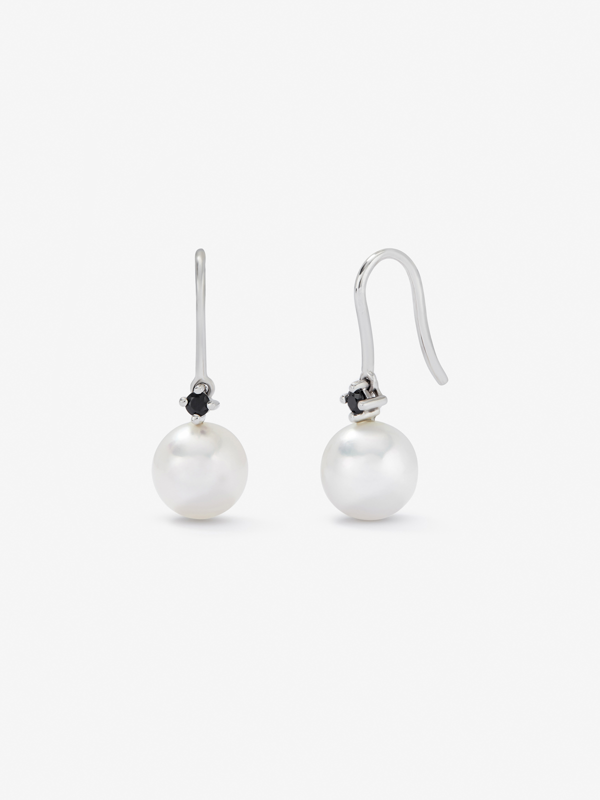 925 silver pendant earrings with 0.13cts black spinel and 8mm pearl Akoya