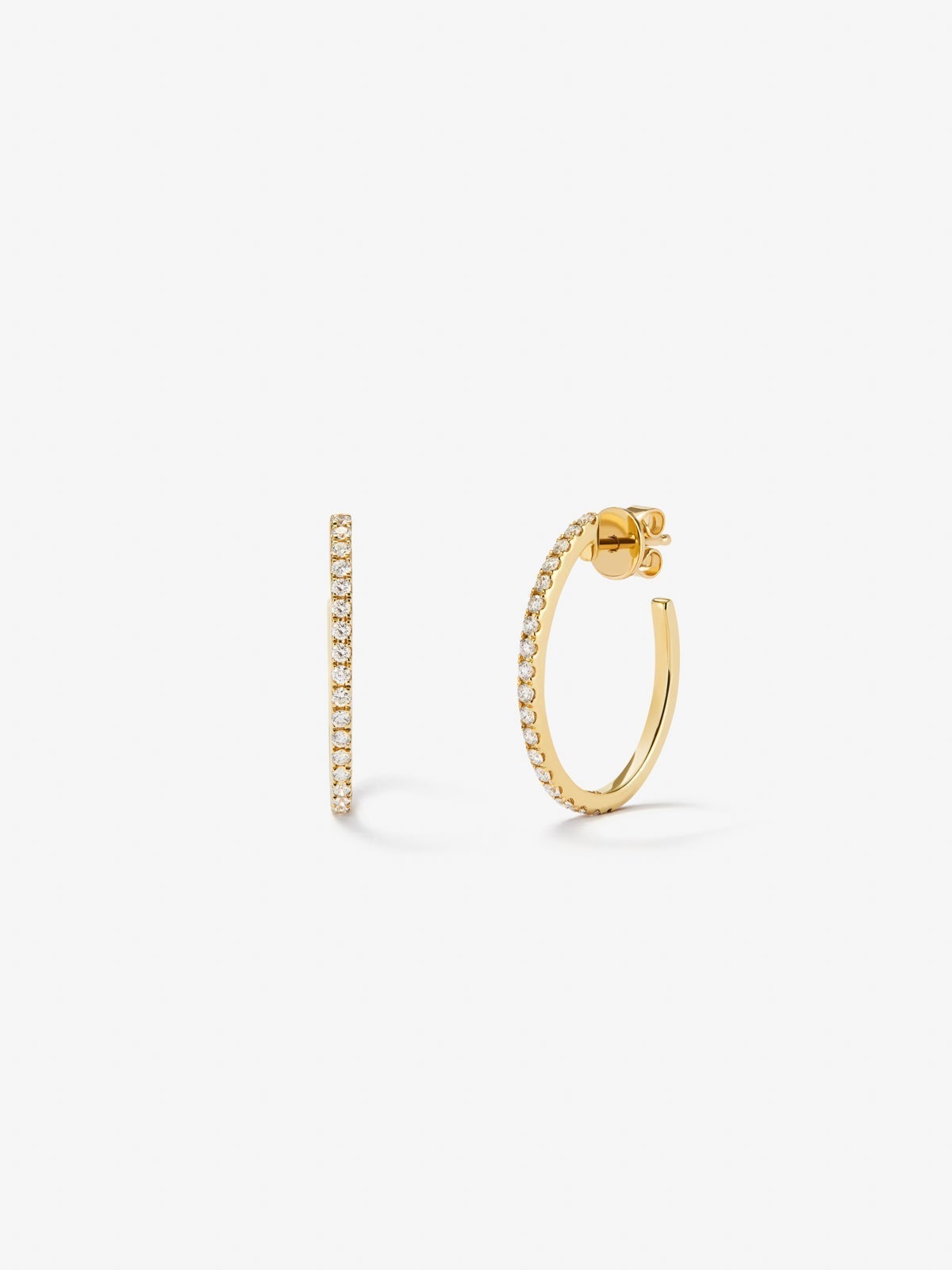 18K yellow gold ring earrings with white diamonds of 0.51 cts