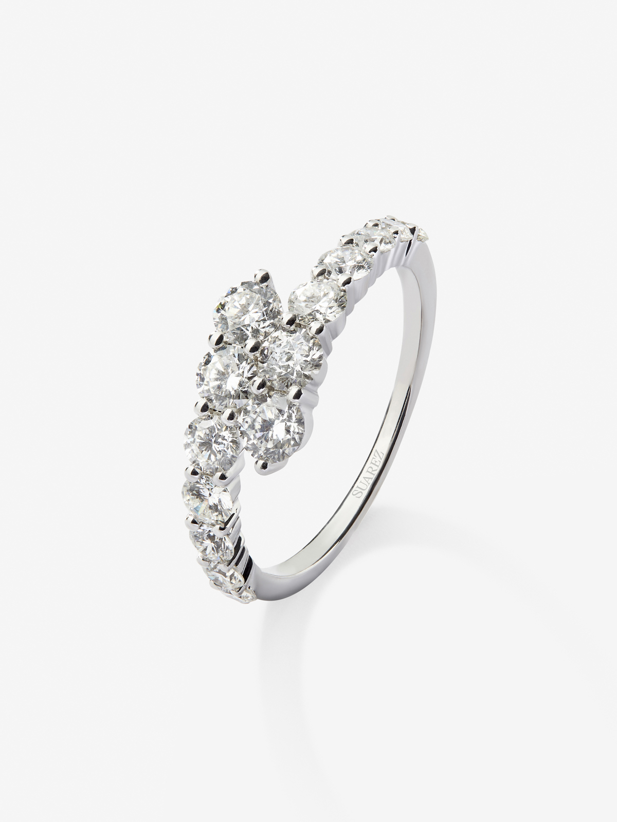 You and I of 18K White Gold with White Diamonds in Bright Size of 1.15 CTS