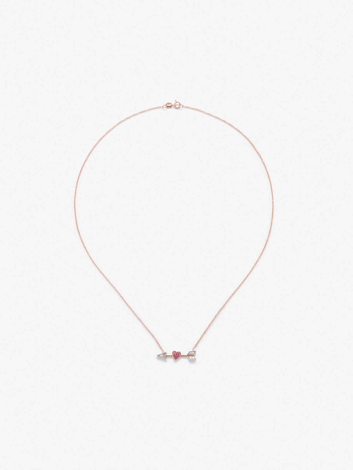 18kt pink and white gold silver pendant with diamonds and sapphires