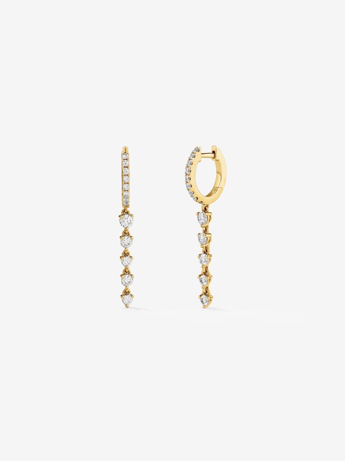 18K yellow gold earrings with 32 brilliant-cut diamonds with a total of 1.09 cts