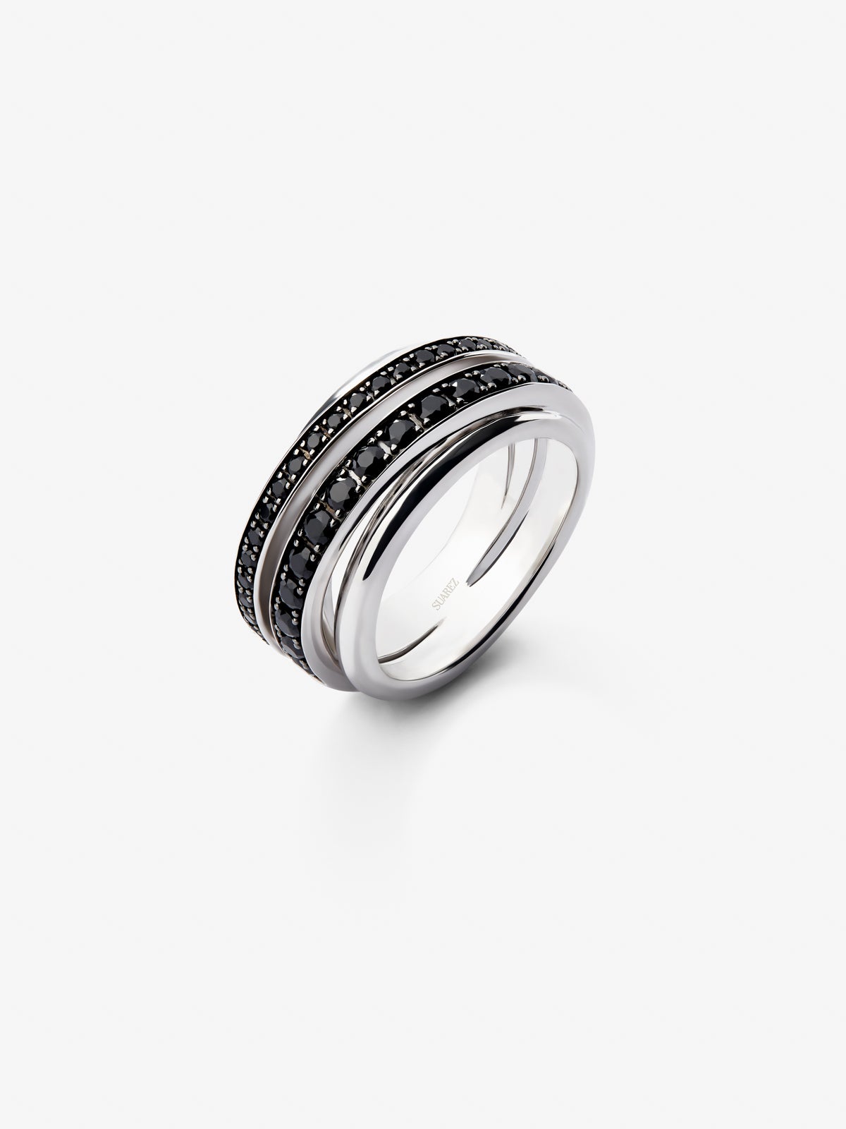 931 Silver Ring with Black Spinel Pavé