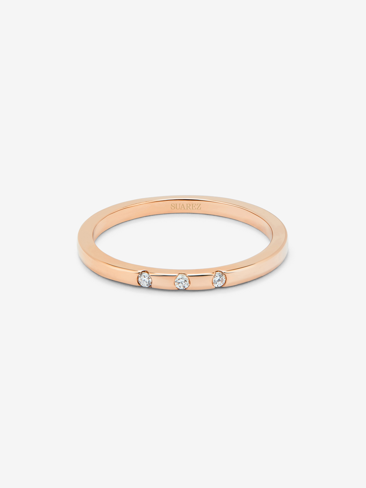 18K rose gold ring with 3 brilliant-cut diamonds with a total of 1.4 cts