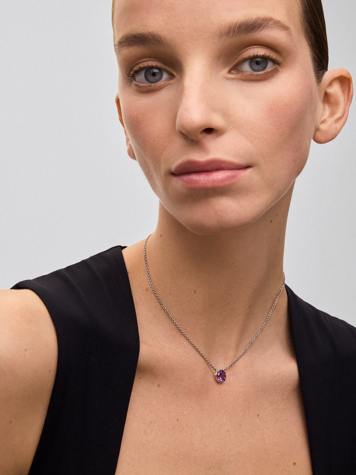 925 Silver chain pendant with amethyst