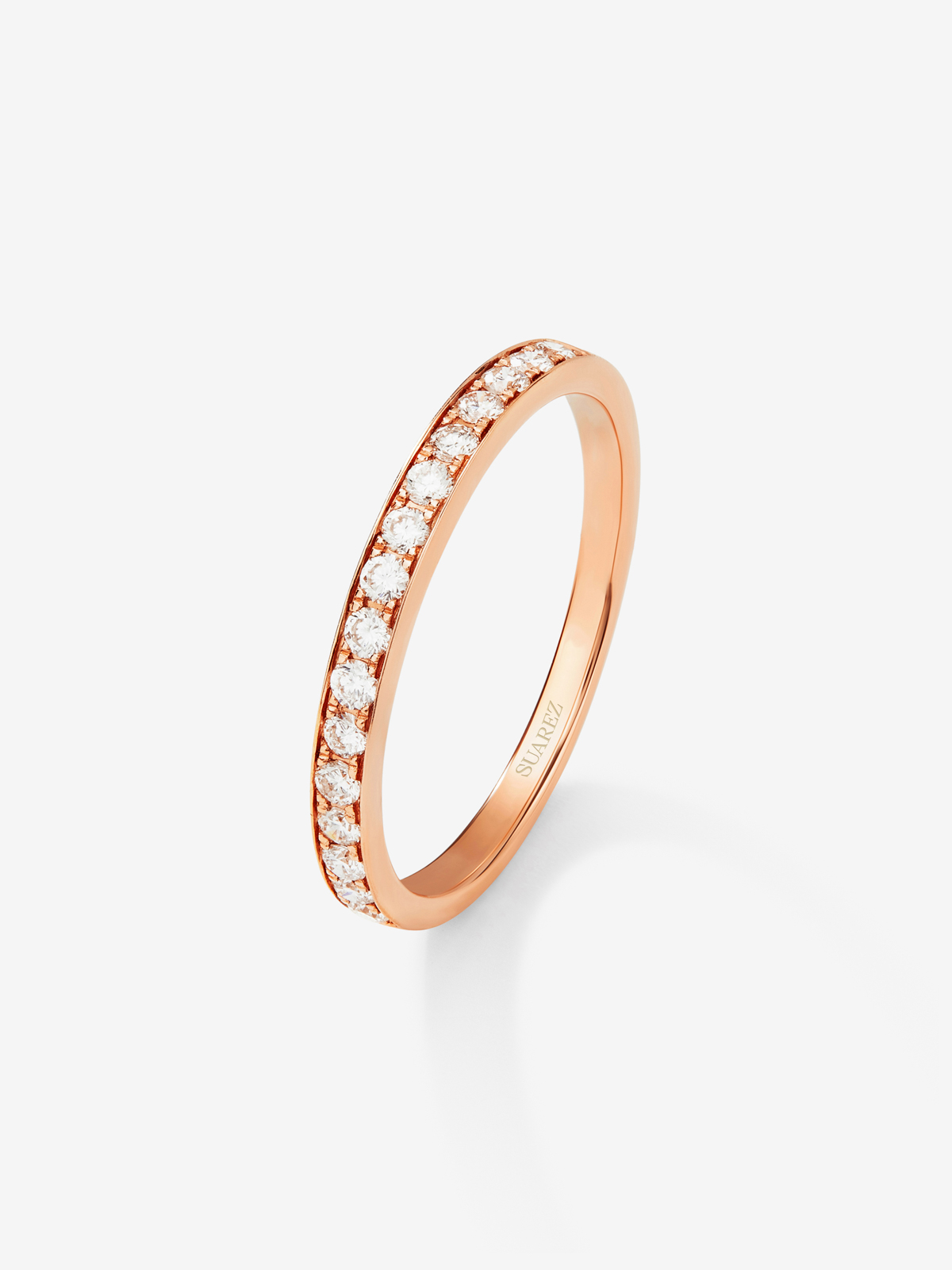 Half ring in 18K rose gold with 15 brilliant-cut diamonds with a total of 0.31 cts