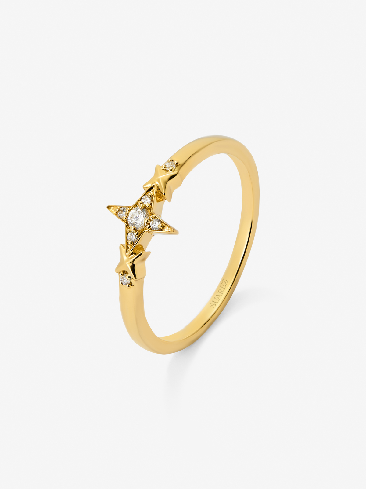 18K yellow gold ring with 7 brilliant-cut diamonds with a total of 0.05 cts