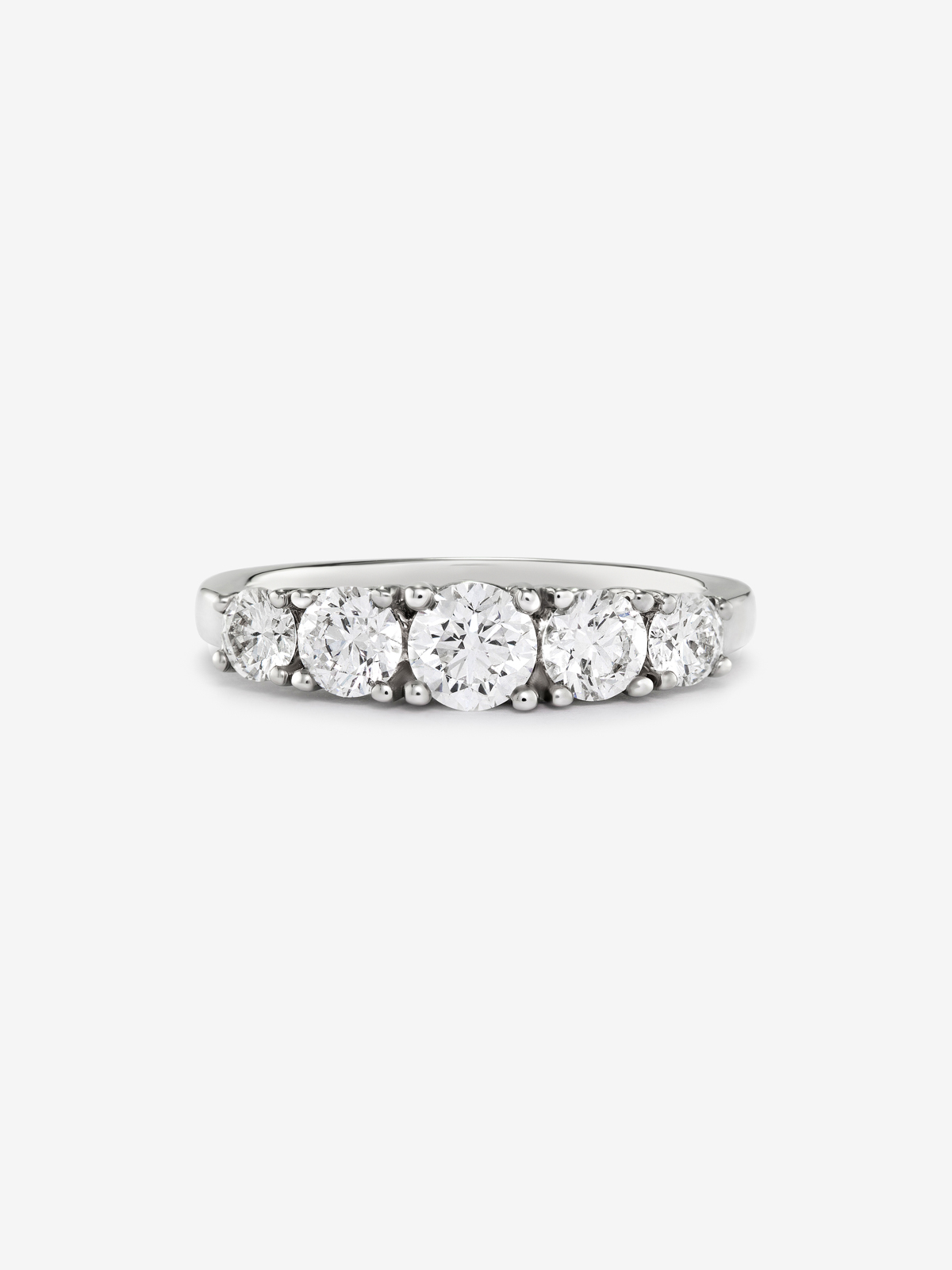 18K White Gold Cinquillo Ring with white 1.2 cts bright size size