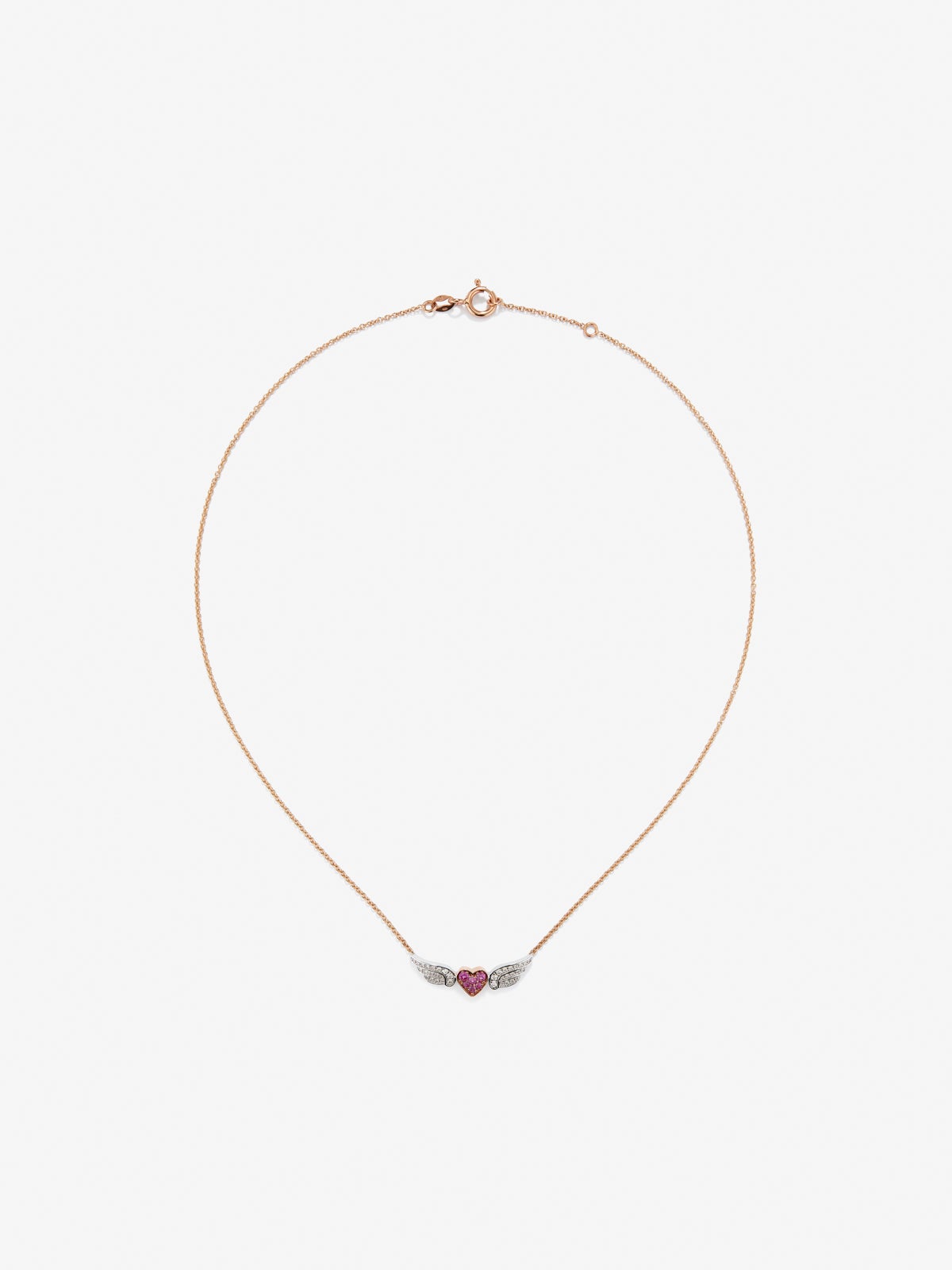 18kt white and pink gold pendant with diamonds and sapphires