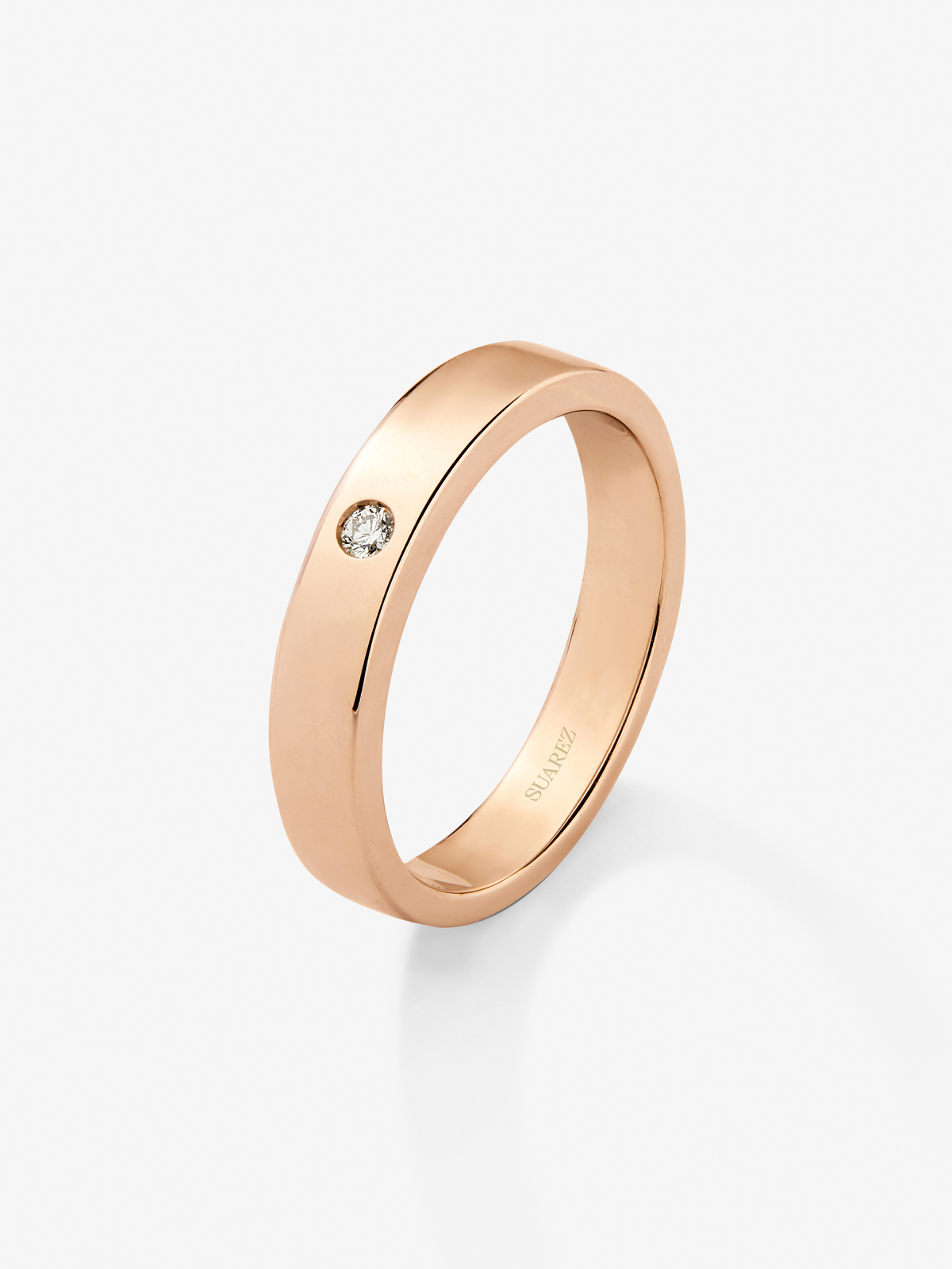 18K rose gold ring with brilliant cut diamond with a total of 0.03 cts