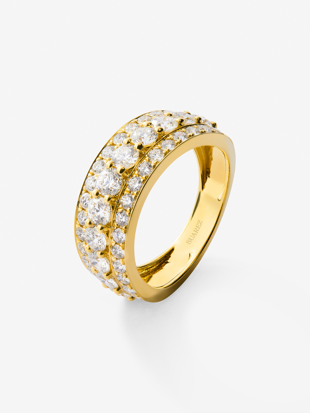 18K yellow gold ring with 22 brilliant-cut diamonds with a total of 2.08 cts