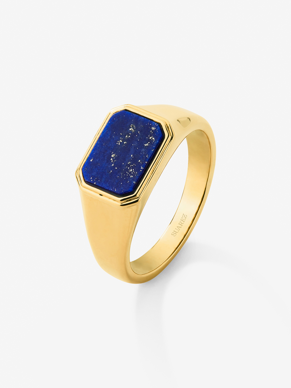 18K Yellow Gold Medium Signet Ring with Lapis Lazuli