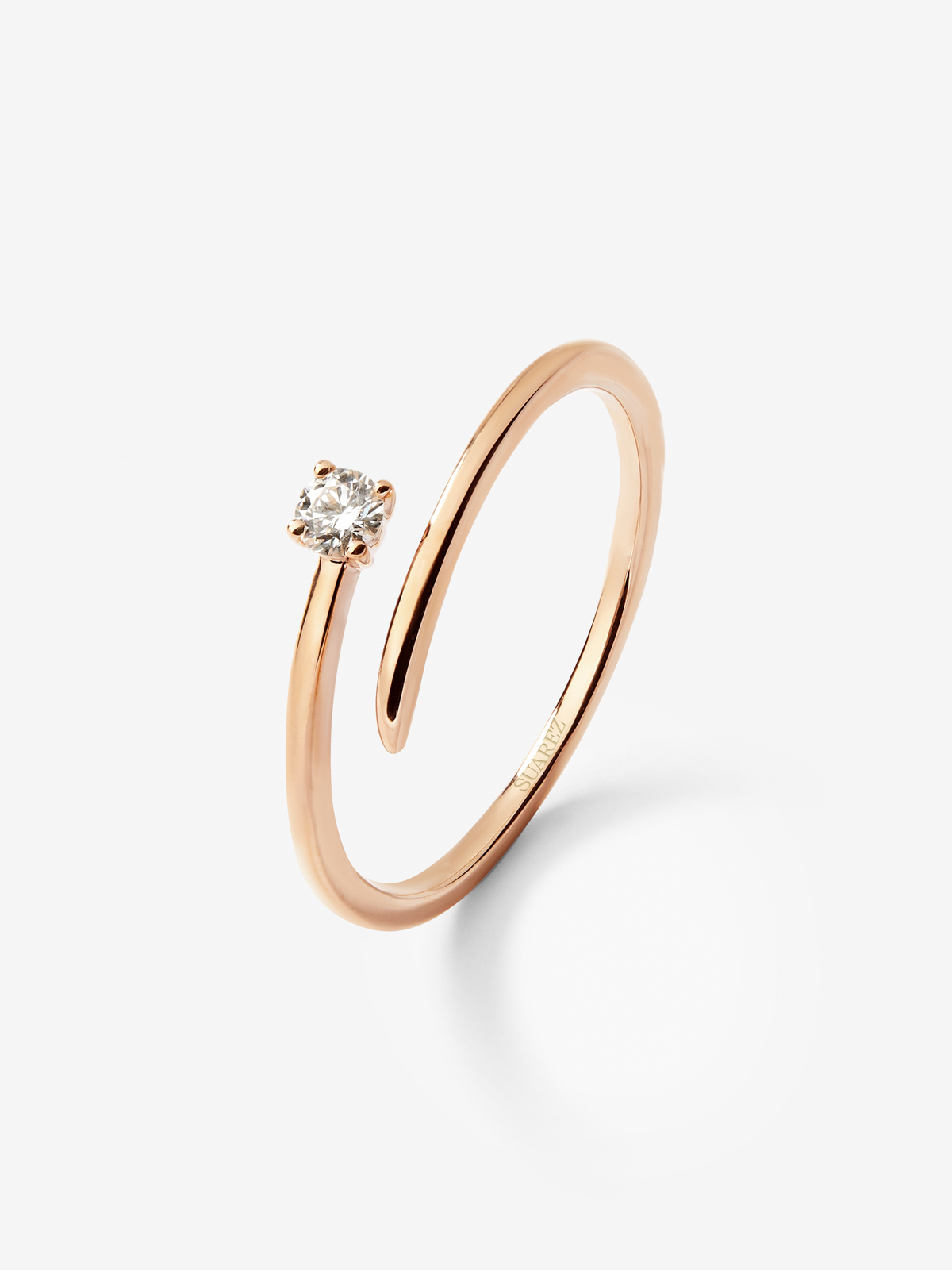 You and I 18k rose gold ring with white diamond in bright size