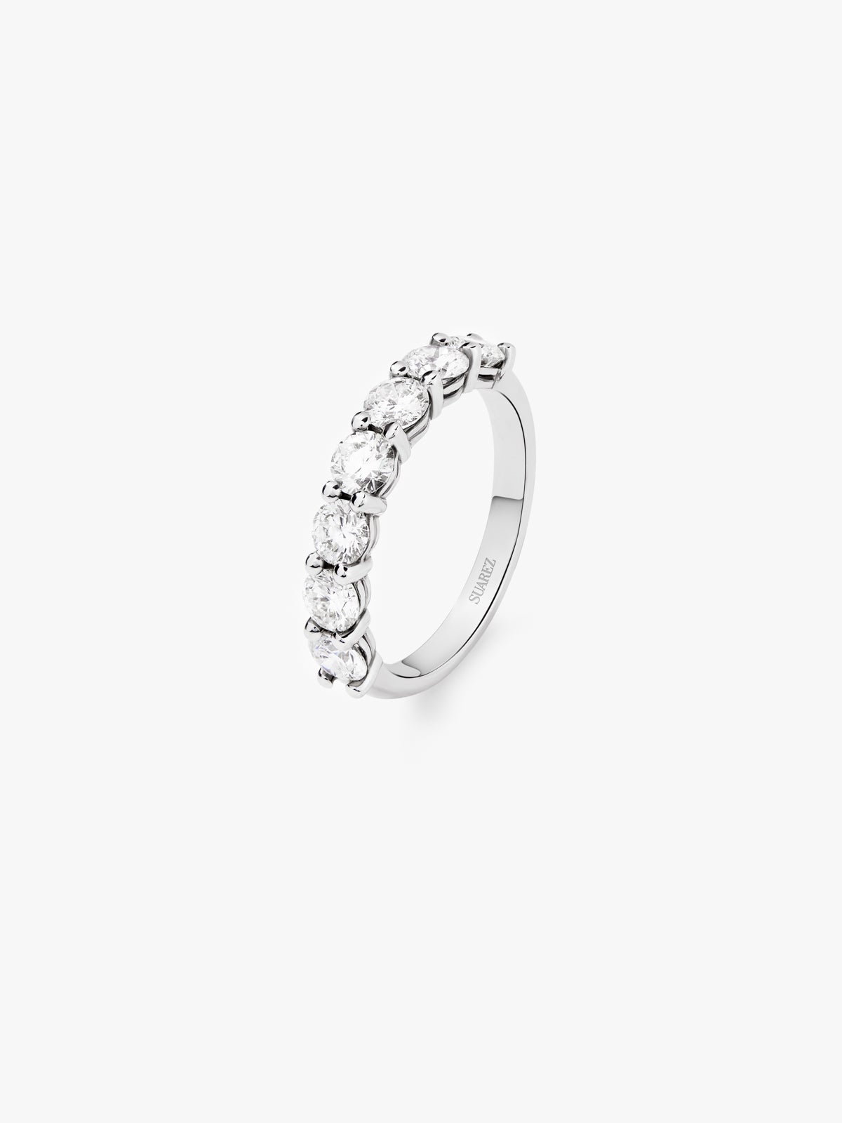 Half ring in 18K white gold with 9 brilliant-cut diamonds with a total of 0.9 cts