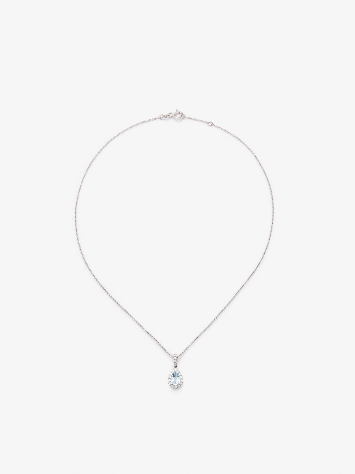 18K white gold pendant chain with topaz