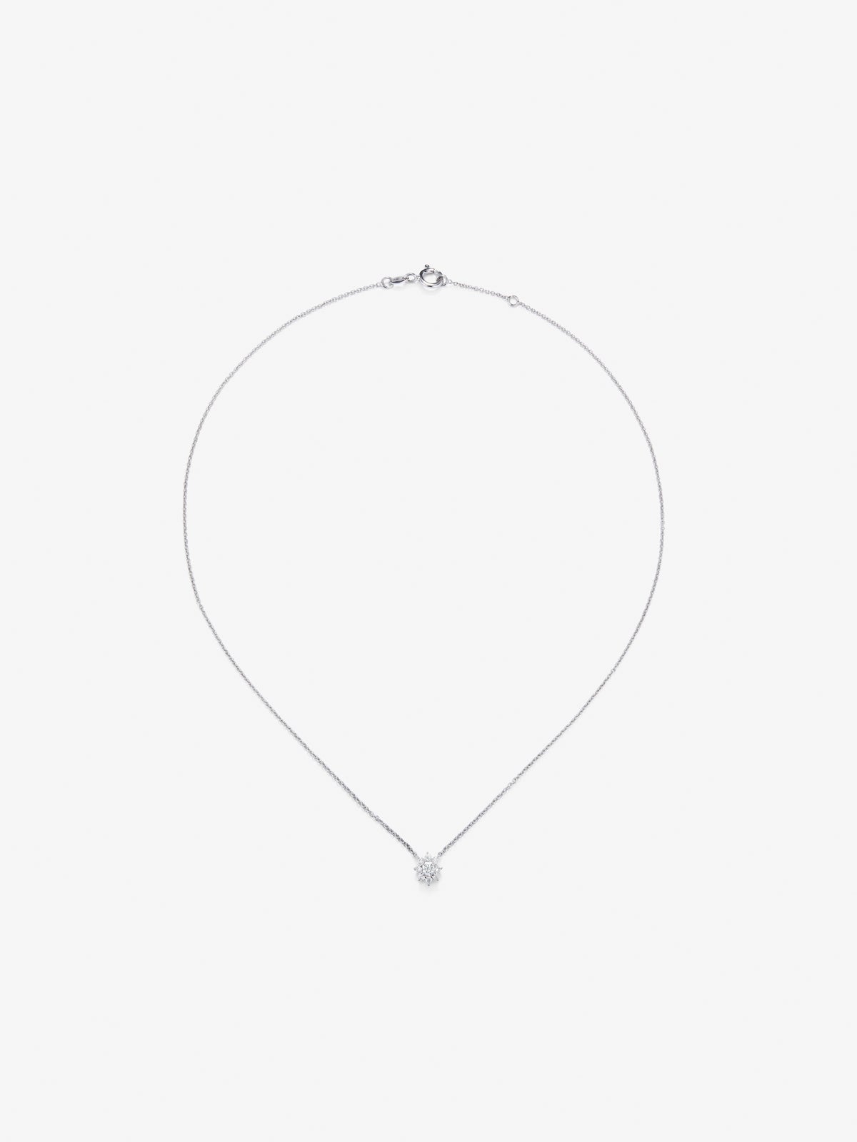 18K White Gold Flower Chain with solitary diamonds and diamond urla